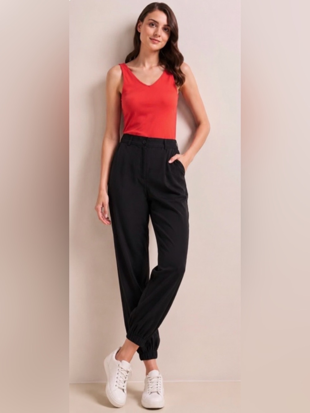 Jimmy Key 100% Tencel Cropped Black Pants Size L NWOT Quiet Luxury Minimalist